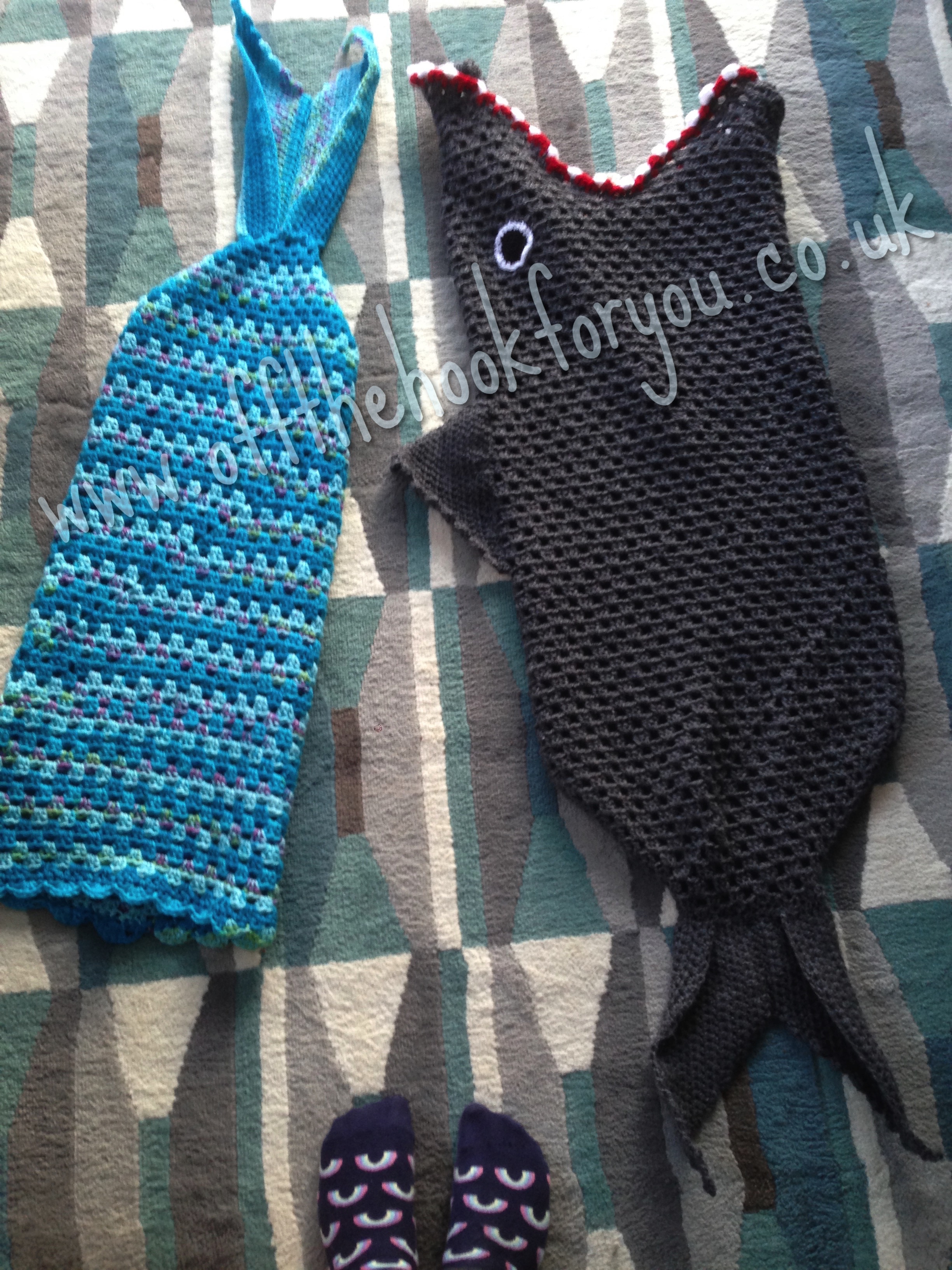 Shark and mermaid tails free crochet pattern